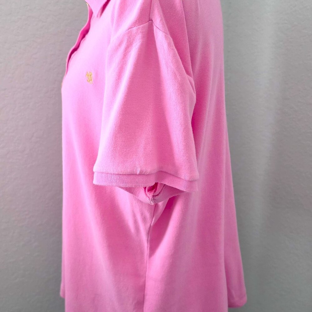 Lauren Ralph Lauren Women's XL Pink Gold Button Embroidered Logo Polo Shirt - Picture 5 of 10